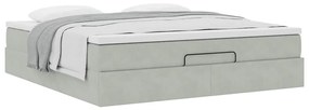 Estrutura de cama otomana com colchão 160x200 cm cinzento claro