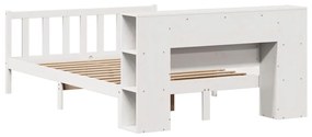 Cama com estante sem colchão 140x190 cm pinho maciço branco