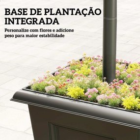 Candeeiro Solar de Jardim com Floreiras 3 Cabeças Impermeável IP44 Ligação/Desligamento Automático e Altura Ajustável 52x52x185 cm Preto