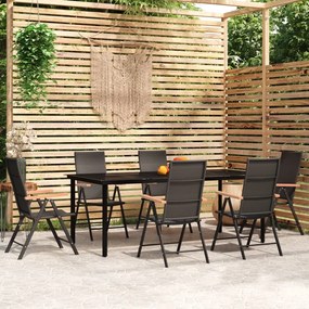 vidaXL 7 pcs conjunto de jantar para jardim preto