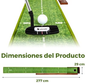 Tapete de golfe Hole-in-One com retorno automático da bola 3 bolas e acessórios de prática 274 x 27 x 15 cm