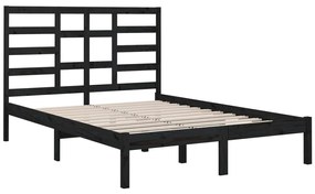 Estrutura de cama 140x190 cm madeira maciça preto