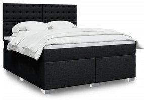 vidaXL Cama com molas/colchão 180x200 cm tecido preto