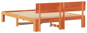 Estrado de Cama com Cabeceira Castanho 140x200 cm Madeira de Pinho Mac