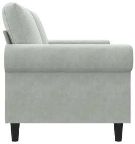 Sofá de 2 lugares 140 cm veludo cinza-claro