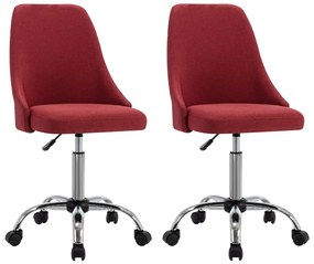 vidaXL Cadeiras de jantar 2 pcs tecido vermelho tinto