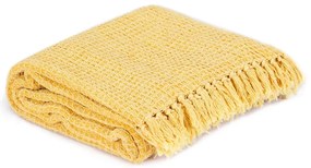 Manta em algodão 220x250 cm amarelo mostarda