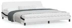 vidaXL Estrutura de cama c/ cabeceira couro artificial branco e preto