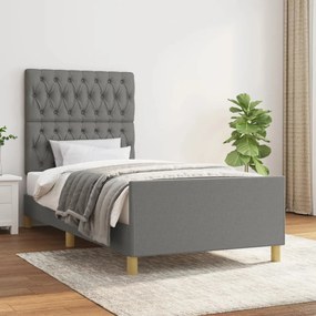 Estrutura de cama sem colchão 90x190 cm tecido cinzento-escuro