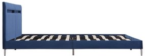 Estrutura de cama com LED 180x200 cm tecido azul
