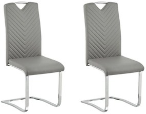 Conjunto de 2 cadeiras de jantar em pele sintética cinzenta clara PICKNES Beliani