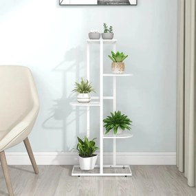 336111 vidaXL Suporte de vasos c/ 5 prateleiras 43x22x98 cm metal branco