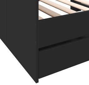 Sofá-cama com gavetas sem colchão 90x190 cm preto