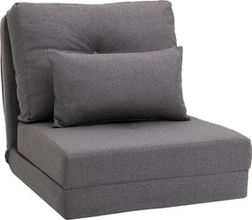 HOMCOM Poltrona de chão Colchão dobrável Esteira para dormir, design 2 em 1, almofada removível, 60 x 80 x 56 cm, Cinza escuro | Aosom Portugal