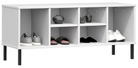 Sapateira pernas metal 106x35x45cm madeira maciça OSLO branco