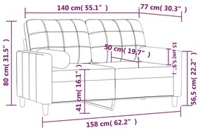 Sofá Mafra - De 2 Lugares - Com 2 Almofadas Decorativas - Cor Cinzento