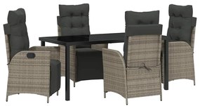 Conjunto de Jantar de Jardim de 5 Peças em Polyrattan Cinza