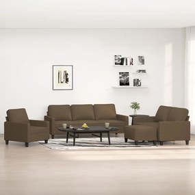 vidaXL 4 pcs conjunto de sofás com almofadões tecido castanho