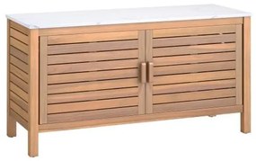 Banco para vasos ao ar livre, mesa para vasos de madeira de acácia, estação de trabalho de plantio com portas de venezianas