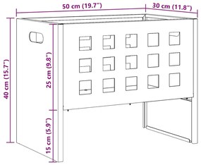 Fogueira Retangular vidaXL Preta 50x30x40 cm em Aço