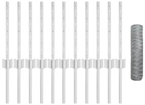 Postes de Cerca vidaXL 11 pcs U-Channel 40 cm Aço Galvanizado