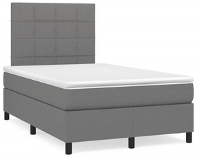 Cama boxspring com colchão 120x190 cm tecido cinzento-escuro