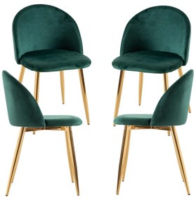 Pack 4 Cadeiras Vint Veludo Golden - Verde