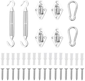 vidaXL 8 pcs conjunto acessórios p/ para-sol vela aço inoxidável