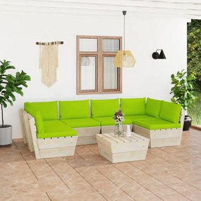 vidaXL 7 pcs conjunto lounge de paletes + almofadões madeira de abeto
