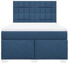 Cama com molas/colchão 160x200 cm tecido azul