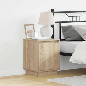 vidaXL Cômodas de cabeceira com luzes LED 2 pcs Carvalho Sonoma 39x34,5x50 cm