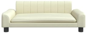 Cama para cães 90x53x30 cm couro artificial cor creme