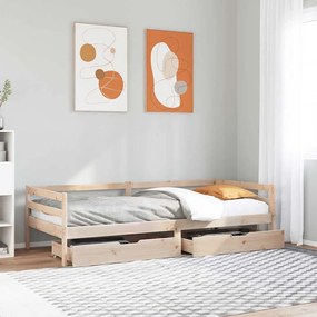 Sofá-cama com gavetas 90x200 cm madeira de pinho maciça