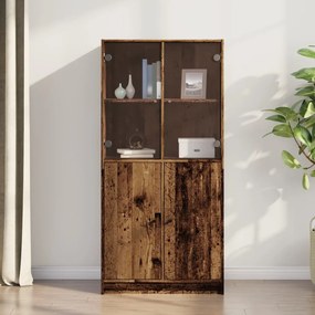 vidaXL Armário alto com portas derivados de madeira madeira velha