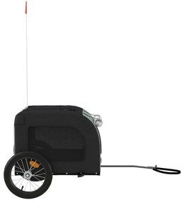 Reboque bicicleta p/ animais tecido oxford/ferro preto e cinza
