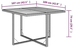 9 pcs conjunto de jantar p/ jardim com almofadões vime PE bege