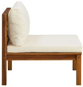 2 pcs conjunto sofás de jardim c/ almofadões branco nata acácia