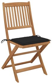 Cadeiras de jardim dobráveis 8 pcs c/ almofadões acácia maciça