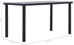 Mesa de jantar 140x70x75 cm MDF preto e cinzento cimento