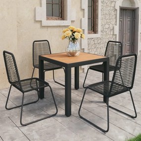 vidaXL 5 pcs conjunto de jantar p/ jardim vime de PVC preto e castanho