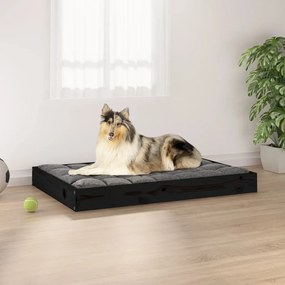 vidaXL Cama para cães 91,5x64x9 cm madeira de pinho maciça preto