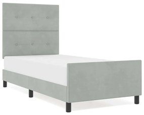 Cama vidaXL Cinza Claro 100x200 cm Veludo