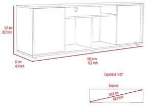 Móvel TV Prana em melamina com ampla arrumação e 3 prateleiras 150,4 x 37 x 51,5 cm  preto