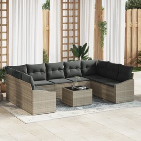 Conjunto de Jantar pro Jardim com 10 Peças e Almofadas em Rattan Polié