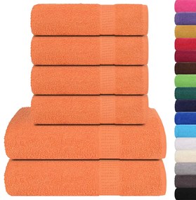 6pcs Conjunto toalhas banho 360 gsm 100% algodão laranja