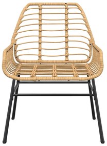 Conjunto jantar jardim 5 peças vidro vime PE castanho