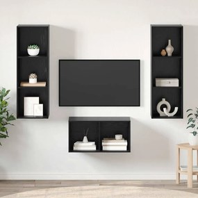 vidaXL Conjunto de Estantes para TV Carvalho preto 37 x 37 x 107 cm