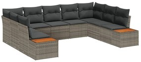 Conjunto de Sofá de Jardim 5 Peças com Almofadas Cinzas em Rattan e Po
