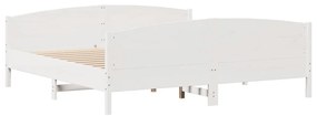 Cama sem colchão 200x200 cm madeira de pinho maciça branco
