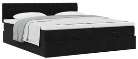 Estrutura de cama otomana com colchões 160x200 cm veludo preto
